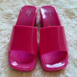 Crown & Ivy Pink Jelly Wedge Sandals Hot Pink Ladies Size 6